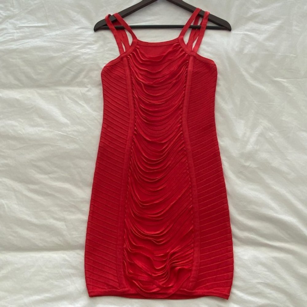 BEBE - NWOT - Sexy Red Fringe Bandage Dress (Size: Small)